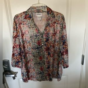 3X rayon shirt, heavier rayon, multi-colored